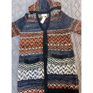 NWT Miss Me Boho Hooded Cardigan Womens S Open Front  Knit Sweater Y2K